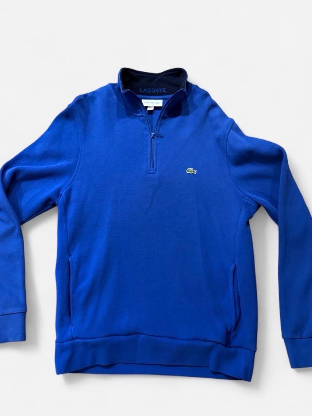 Lacoste Men's Zip Mock Collar Sweater - Blue